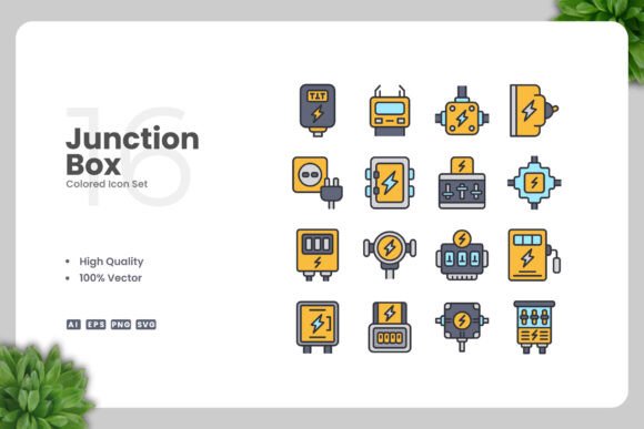 Junction Box Colored Icons for Creative Projects