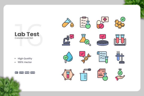 Lab Test Colored Icons for Professional Design