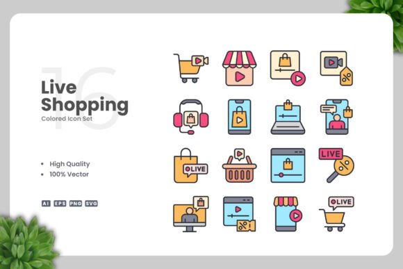 Live Shopping Colored Icon: A Versatile Design for Modern Use