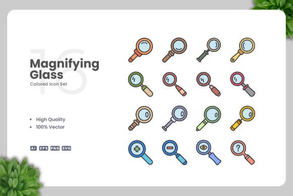 Magnifying Glass Colored Icons