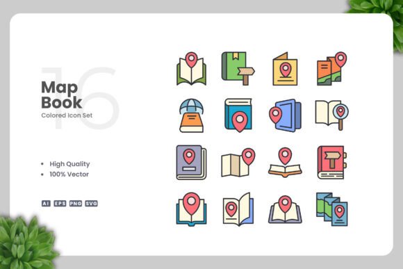 Map Book Colored Icons: A Versatile Design Resource