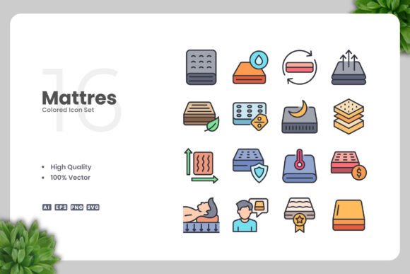 Mattress Colored Icons for Streamlined Design Workflows