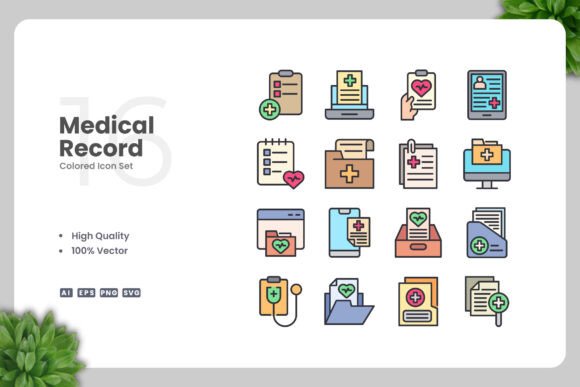 Medical Record Colored Icons: A Simple and Clean Design for Modern Use