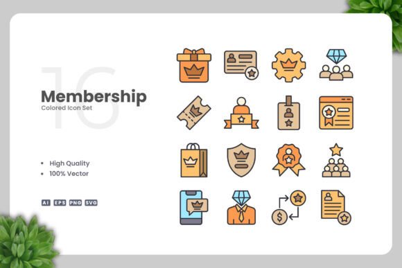 Membership Colored Icons: A Simple and Clean Design for Every Project