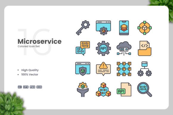 Microservice Colored Icons for Modern Design