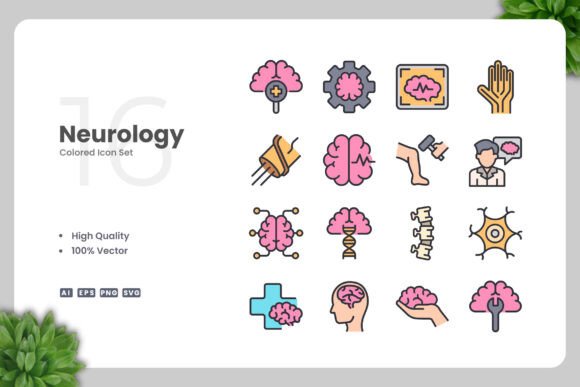 Neurology Colored Icons: A Versatile Design Asset for Modern Projects