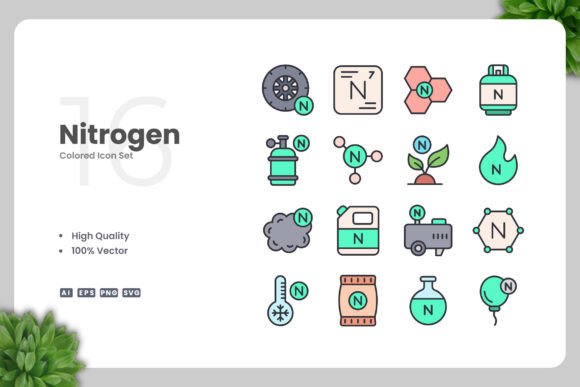 Nitrogen Colored Icons for Modern Design Projects