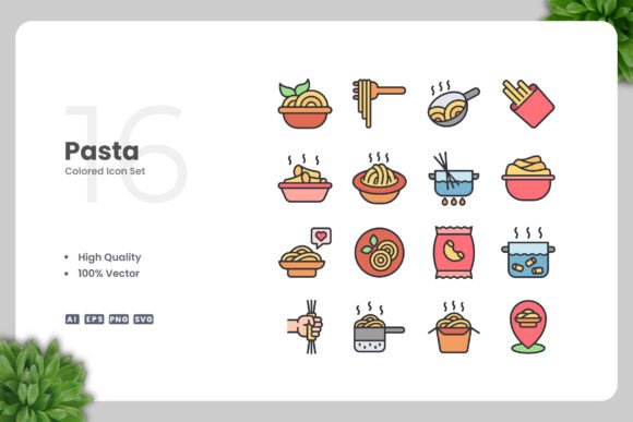 Pasta Colored Icons for Creative Projects