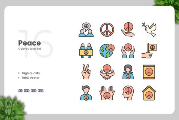Peace Colored Icons: A Simple and Clean Design for Every Project