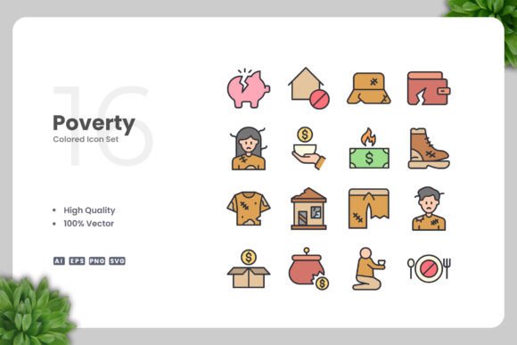 Poverty Colored Icons