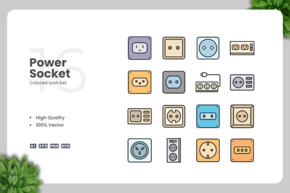 Power Socket Colored Icons: A Versatile Design Solution for Modern Projects