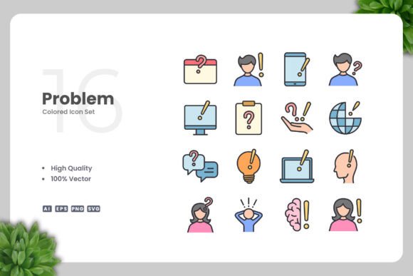 Problem Colored Icons and Simple and Clean Design for Modern Projects