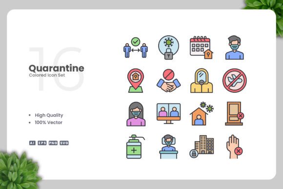 Quarantine Colored Icons for Modern Design