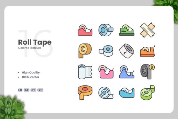 Roll Tape Colored Icons for Modern Design Projects