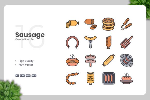 Sausage Colored Icons