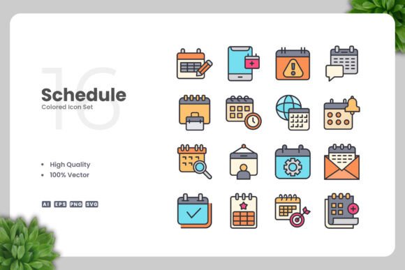 Schedule Colored Icons for Every Need