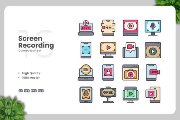 Screen Recording Colored Icons