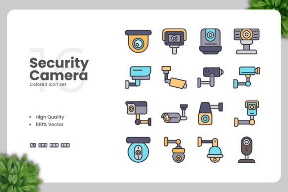 Security Camera Colored Icons: A Perfect Addition for Modern Design