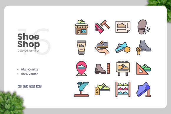 Shoe Shop Colored Icons for Creative Projects