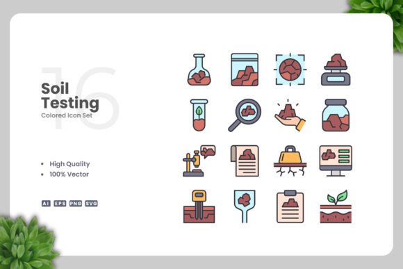 Soil Testing Colored Icons for Professional Design Needs