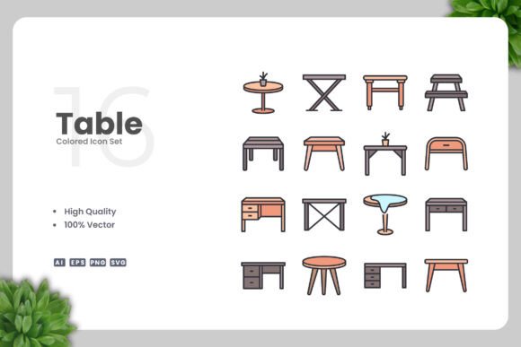 Table Colored Icons: A Versatile Design Resource for Modern Projects