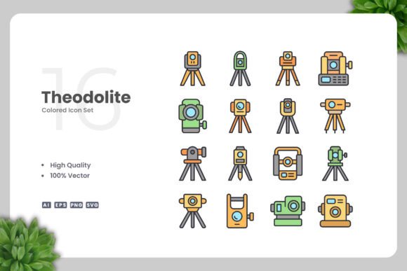 Theodolite Colored Icons: A Versatile Design Solution for Modern Projects