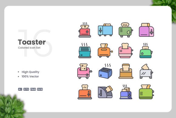 Toaster Colored Icons: Simple and Stylish