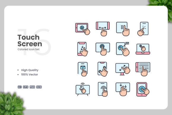 Touch Screen Colored Icons for Every Digital and Physical Need