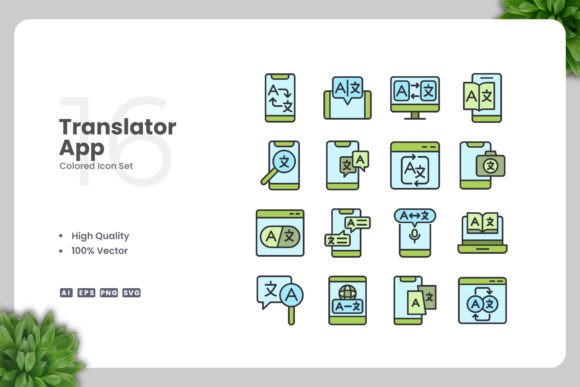 Translator App Colored Icons